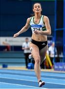 1 March 2020; Ciara Neville of Emerald AC, Limerick, competing in the Senior Women's 60m event during Day Two of the Irish Life Health National Senior Indoor Athletics Championships at the National Indoor Arena in Abbotstown in Dublin. Photo by Sam Barnes/Sportsfile