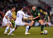 5 March 2020; Katie McCabe of Republic of Ireland in action against Eleni Markou, left, and Natalia Chatzinikolaou of Greece during the UEFA Women's 2021 European Championships Qualifier match between Republic of Ireland and Greece at Tallaght Stadium in Dublin. Photo by Seb Daly/Sportsfile