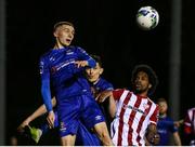 6 March 2020; Tyreke Wilson of Waterford United in action against Walter Figueira of Derry City during the SSE Airtricity League Premier Division match between Waterford and Derry City at RSC in Waterford. Photo by Michael P Ryan/Sportsfile