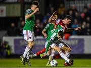 6 March 2020; Cian Coleman of Cork City in action against Martin Rennie of St Patrick's Athletic during the SSE Airtricity League Premier Division match between St Patrick's Athletic and Cork City at Richmond Park in Dublin. Photo by Seb Daly/Sportsfile