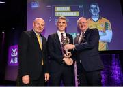 6 March 2020; Kieran Fitzgerald of Corofin is presented with his Football Team of the Year Award by AIB Head of Retail Banking Denis O'Callaghan, left, and Uachtarán Chumann Lúthchleas Gael John Horan during the AIB GAA Club Players' Awards at Croke Park in Dublin. Photo by Ramsey Cardy/Sportsfile