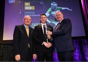 6 March 2020; TJ Reid of Ballyhale Shamrocks is presented with his Hurling Team of the Year Award by AIB Head of Retail Banking Denis O'Callaghan, left, and Uachtarán Chumann Lúthchleas Gael John Horan during the AIB GAA Club Players' Awards at Croke Park in Dublin. Photo by Ramsey Cardy/Sportsfile