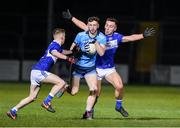 6 March 2020; Ciaran Archer of Dublin in action against Michael Dowling and Barry Howlin of Laois during the EirGrid Leinster GAA Football U20 Championship Final match between Laois and Dublin at Netwatch Cullen Park in Carlow. Photo by Matt Browne/Sportsfile
