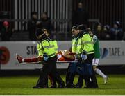 6 March 2020; Oliver Younger of St Patrick's Athletic is stretchered from the field by medical staff following an injury during the SSE Airtricity League Premier Division match between St Patrick's Athletic and Cork City at Richmond Park in Dublin. Photo by Seb Daly/Sportsfile