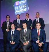 6 March 2020; Corofin had seven players selected for the AIB GAA Club Football team of the Year for 2019/20. Pictured is front row, from left, Gary Sice, Liam Silke and Bernard Power. Back row, from left, Martin Farragher, manager Kevin O'Brien, on behalf of Daithí Burke, Ronan Steede and Kieran Fitzgerald. AIB and the GAA honoured 30 players on Friday evening at the third annual AIB GAA Club Player Awards, held at a prestigious event in Croke Park. The AIB GAA Club Player Awards recognise the top performing players throughout the provincial Club Championships in hurling and football and celebrate their hard work, commitment and individual achievements at a national level. AIB are proud to be in their 29th season as sponsors of the AIB GAA Club Championship. For exclusive content and to see why AIB are backing Club and County follow us @AIB_GAA on Twitter, Instagram and Facebook and AIB.ie/GAA. Photo by Ramsey Cardy/Sportsfile