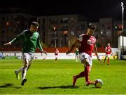 6 March 2020; Dan Ward of St Patrick's Athletic in action against Charlie Fleming of Cork City during the SSE Airtricity League Premier Division match between St Patrick's Athletic and Cork City at Richmond Park in Dublin. Photo by Seb Daly/Sportsfile