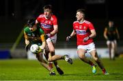 4 March 2020; Paul O'Shea of Kerry in action against Éanna O'Hanlon, left, and Jack Murphy of Cork during the EirGrid Munster GAA Football U20 Championship Final match between Kerry and Cork at Austin Stack Park in Tralee, Kerry. Photo by Piaras Ó Mídheach/Sportsfile