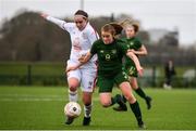 7 March 2020; Orlaith O’Mahony of Republic of Ireland in action against Gemma Witchurch of England during the Women's Under-15s John Read Trophy match between Republic of Ireland and England at FAI National Training Centre in Dublin. Photo by Sam Barnes/Sportsfile