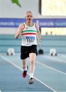 8 March 2020; James O'Hara of Limerick AC competing in the M65 60m event during the Irish Life Health National Masters Indoors Athletics Championships at Athlone IT in Athlone, Westmeath. Photo by Piaras Ó Mídheach/Sportsfile