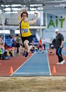 8 March 2020; Erika Juozapaite of Blackrock AC, Louth, competing in the M35 Long Jump event during the Irish Life Health National Masters Indoors Athletics Championships at Athlone IT in Athlone, Westmeath. Photo by Piaras Ó Mídheach/Sportsfile