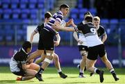 10 March 2020; Yousif Ajina of Terenure College is tackled by Shane Davitt, left, and Michael Collins of Newbridge College during the Bank of Ireland Leinster Schools Junior Cup Semi-Final match between Terenure College and Newbridge College at Energia Park in Donnybrook, Dublin. Photo by Ramsey Cardy/Sportsfile