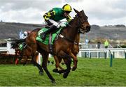 12 March 2020; Lisnagar Oscar, with Adam Wedge up, after jumping the last on their way to winning the Paddy Power Stayers' Hurdle on Day Three of the Cheltenham Racing Festival at Prestbury Park in Cheltenham, England. Photo by David Fitzgerald/Sportsfile