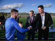 6 March 2020; FAI Interim Deputy Chief Executive Niall Quinn and Tom Brabazon, Lord Mayor of Dublin, during the opening of the new Darndale FC all-weather pitch at Darndale Park in Dublin. Photo by Stephen McCarthy/Sportsfile