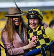 13 March 2020; Jockey Paul Townend celebrates with winning connection, Rachel Robins after winning the Magners Cheltenham Gold Cup Chase on Al Boum Photo during Day Four of the Cheltenham Racing Festival at Prestbury Park in Cheltenham, England. Photo by Harry Murphy/Sportsfile