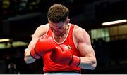 15 March 2020; Emmet Brennan of Ireland celebrates winning his Men's Light Heavyweight 81KG Preliminary round fight against Radenko Tomic of Bosnia and Herzegovina on Day Two of the Road to Tokyo European Boxing Olympic Qualifying Event at Copper Box Arena in Queen Elizabeth Olympic Park, London, England. Photo by Harry Murphy/Sportsfile