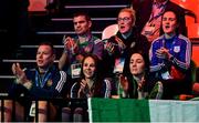 16 March 2020; The Irish team, including Kelly Harrington, right, cheer on Kurt Walker of Ireland ahead of his Men's Welterweight 57KG Preliminary round bout against Hamsat Shadalov of Germany on Day Three of the Road to Tokyo European Boxing Olympic Qualifying Event at Copper Box Arena in Queen Elizabeth Olympic Park, London, England. Photo by Harry Murphy/Sportsfile