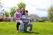 5 May 2020; Hannah Nolan from Tinahely, Wicklow, with her children Chloe, age 10, and William, age 11, during Active At Home Week. The Daily Mile is promoted by Athletics Ireland. Photo by Matt Browne/Sportsfile