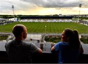 9 May 2020; Borris-Kilcotton hurler Brian Stapleton, Laois, and Johnstownbridge camogie player Róisín Stapleton, Kildare, have a cup of tea on their balcony overlooking MW Hire O'Moore Park on the evening of the Leinster GAA Hurling Senior Championship Round 1 match between Laois and Galway at MW Hire O'Moore Park in Portlaoise, Laois. This weekend, May 9 and 10, was due to be the first weekend of games in Ireland of the GAA All-Ireland Senior Championship, beginning with provincial matches, which have been postponed following directives from the Irish Government and the Department of Health in an effort to contain the spread of the Coronavirus (COVID-19). The GAA have stated that no inter-county games will take place before October 2020. Photo by Harry Murphy/Sportsfile