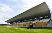 9 May 2020; Offaly groundsman and chief steward Jim Kelly, from Ballycumber, Offaly, tends to the pitch at Bord na Mona O’Connor Park on the afternoon of the Leinster GAA Football Senior Championship Round 1 match between Carlow and Offaly at Bord na Mona O’Connor Park in Tullamore, Offaly. This weekend, May 9 and 10, was due to be the first weekend of games in Ireland of the GAA All-Ireland Senior Championship, beginning with provincial matches, which have been postponed following directives from the Irish Government and the Department of Health in an effort to contain the spread of the Coronavirus (COVID-19). The GAA have stated that no inter-county games will take place before October 2020. Photo by Sam Barnes/Sportsfile