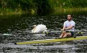 18 May 2020; Ed Meehan of Commercial Rowing Club passes a swan as he trains on the River Liffey in Dublin as it resumes having previously suspended all activity following directives from the Irish Government in an effort to contain the spread of the Coronavirus (COVID-19). Rowing clubs in the Republic of Ireland resumed activity on May 18th under the Irish government’s Roadmap for Reopening of Society and Business following strict protocols of social distancing and hand sanitisation among others allowing it to return in a phased manner. Photo by Harry Murphy/Sportsfile