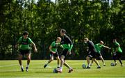 8 June 2020; Roberto Lopes, left, and Joey O'Brien during a Shamrock Rovers training session at Roadstone Group Sports Club in Dublin. Following approval from the Football Association of Ireland and the Irish Government, the four European qualified SSE Airtricity League teams resumed collective training. On March 12, the FAI announced the cessation of all football under their jurisdiction upon directives from the Irish Government, the Department of Health and UEFA, due to the outbreak of the Coronavirus (COVID-19) pandemic. Photo by Seb Daly/Sportsfile