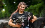 9 June 2020; Trainer Margaret Bolton with Towstar Paddy, left, and Caulry Sean in Geashill, Offaly. Following directives from the Irish Government and the Department of Health the majority of the country's sporting associations have suspended all organised sporting activity in an effort to contain the spread of the Coronavirus (COVID-19). Photo by Ramsey Cardy/Sportsfile