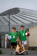 14 June 2020; Havelock Square residents Paddy Allen, age 7, left, Tanya Plant, age 9, with her dog Jelly, and Johnny Murphy, age 8, pose for a portrait near the Aviva Stadium in Dublin. Monday 15 June 2020 was the scheduled date for the opening game in Dublin of UEFA EURO 2020, the Group E opener between Poland and Play-off B Winner. UEFA EURO 2020, to be held in 12 European cities across 12 UEFA countries, was originally scheduled to take place from 12 June to 12 July 2020. On 17 March 2020, UEFA announced that the tournament would be delayed by a year due to the COVID-19 pandemic in Europe, and proposed it take place from 11 June to 11 July 2021. Photo by Stephen McCarthy/Sportsfile