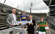 15 July 2020; In attendance, from left are, General Manager of FRS Recruitment Colin Donnery, Tipperary hurler John McGrath, Commercial Director of the GAA and Kerry footballer Tommy Walsh as FRS Recruitment announce GAAGO Sponsorship at Croke Park in Dublin. Photo by David Fitzgerald/Sportsfile