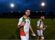 17 July 2020; Seanie Furlong of Kiltegan celebrates after the Wicklow County Senior Football Championship Round 1 match between Tinahely and Kiltegan at Baltinglass GAA Club in Baltinglass, Wicklow. Competitive GAA matches have been approved to return following the guidelines of Phase 3 of the Irish Government’s Roadmap for Reopening of Society and Business and protocols set down by the GAA governing authorities. With games having been suspended since March, competitive games can take place with updated protocols including a limit of 200 individuals at any one outdoor event, including players, officials and a limited number of spectators, with social distancing, hand sanitisation and face masks being worn by those in attendance among other measures in an effort to contain the spread of the Coronavirus (COVID-19) pandemic. Photo by Matt Browne/Sportsfile