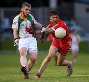 17 July 2020; Steven Coogan of Kiltegan in action against Brian Walsh of Tinahely during the Wicklow County Senior Football Championship Round 1 match between Tinahely and Kiltegan at Baltinglass GAA Club in Baltinglass, Wicklow. Competitive GAA matches have been approved to return following the guidelines of Phase 3 of the Irish Government’s Roadmap for Reopening of Society and Business and protocols set down by the GAA governing authorities. With games having been suspended since March, competitive games can take place with updated protocols including a limit of 200 individuals at any one outdoor event, including players, officials and a limited number of spectators, with social distancing, hand sanitisation and face masks being worn by those in attendance among other measures in an effort to contain the spread of the Coronavirus (COVID-19) pandemic. Photo by Matt Browne/Sportsfile