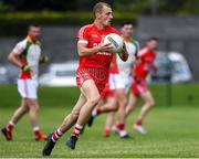 17 July 2020; Paddy O'Rourke of Tinahely in action against Kiltegan during the Wicklow County Senior Football Championship Round 1 match between Tinahely and Kiltegan at Baltinglass GAA Club in Baltinglass, Wicklow. Competitive GAA matches have been approved to return following the guidelines of Phase 3 of the Irish Government’s Roadmap for Reopening of Society and Business and protocols set down by the GAA governing authorities. With games having been suspended since March, competitive games can take place with updated protocols including a limit of 200 individuals at any one outdoor event, including players, officials and a limited number of spectators, with social distancing, hand sanitisation and face masks being worn by those in attendance among other measures in an effort to contain the spread of the Coronavirus (COVID-19) pandemic. Photo by Matt Browne/Sportsfile