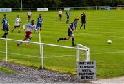 18 July 2020; A pitch closure sign sits next to the pitch during the Leinster Senior League Division 3A match between St. Mochta's FC and Spartak Dynamo FC at Porterstown Park in Dublin. Photo by Ramsey Cardy/Sportsfile