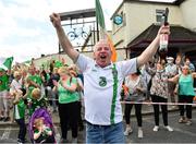 21 July 2020; Republic of Ireland supporters gather at the Walkinstown Roundabout in Dublin to celebrate the life of Jack Charlton on the day of his funeral in Newcastle, England. The former Republic of Ireland manager Jack Charlton lead the Republic of Ireland team to their first major finals at UEFA Euro 1988, and subsequently the FIFA World Cup 1990, in Italy, and the FIFA World Cup 1994, in USA. Photo by Seb Daly/Sportsfile