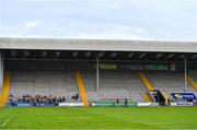 17 July 2020; St Martin's manager John Meyler speaks to his players after the Wexford County Senior Hurling Championship Group A Round 1 match between Oulart the Ballagh and St Martin's at Chadwicks Wexford Park in Wexford. Competitive GAA matches have been approved to return following the guidelines of Phase 3 of the Irish Government’s Roadmap for Reopening of Society and Business and protocols set down by the GAA governing authorities. With games having been suspended since March, competitive games can take place with updated protocols including a limit of 200 individuals at any one outdoor event, including players, officials and a limited number of spectators, with social distancing, hand sanitisation and face masks being worn by those in attendance among other measures in an effort to contain the spread of the Coronavirus (COVID-19) pandemic. Photo by Brendan Moran/Sportsfile