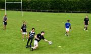 21 July 2020; 11 year old Brian Mulvihill scores a try during the Bank of Ireland Leinster Rugby Summer Camp at Longford RFC in Lisbrack, Longford. Photo by Ramsey Cardy/Sportsfile