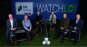 22 July 2020; RTÉ's SSE Airtricity League team, from left, John Kenny, George Hamilton, Stuart Byrne, Alan Cawley, Peter Collins and Tony O'Donoghue at the launch of WATCHLOI, the SSE Airtricity League's new streaming platform, at Fuel Studios on Camden Street, Dublin. It is the league's first-ever streaming service which will deliver SSE Airtricity League Premier Division football to all supporters in Ireland and around the world. The Football Association of Ireland and RTE Sport, in collaboration with GAAGO, have partnered to deliver a world class streaming platform which will guarantee supporters can watch the #GreatestLeagueInTheWorld wherever they are on watchloi.ie. Photo by Stephen McCarthy/Sportsfile