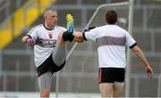 1 July 2013; Kerry's Kieran Donaghy, left, and David Moran during squad training ahead of their Munster GAA Football Senior Championship final against Cork on Sunday. Fitzgerald Stadium, Killarney, Co. Kerry. Picture credit: Diarmuid Greene / SPORTSFILE