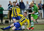 25 July 2020; Stephen McCarthy of Killarney Celtic has his shot blocked by Mark Slattery of Fairview Rangers during the FAI New Balance Junior Cup Quarter-Final match between Killarney Celtic and Fairview Rangers at Celtic Park in Killarney, Kerry. Soccer matches continue to take place in front of a limited number of people in an effort to contain the spread of the Coronavirus (COVID-19) pandemic. Photo by Brendan Moran/Sportsfile