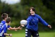 29 July 2020; Coach Katelyn Doran with camp participants during the Bank of Ireland Leinster Rugby Summer Camp at Clondalkin RFC in Dublin. Photo by Matt Browne/Sportsfile