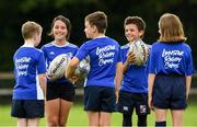 31 July 2020; Camp participants from left Jamie Duggan, age 10, Elouise Connolly, age 9, Ruaraidh McArdle Moore, age 9, Culi Langan Given, age 9, and Ciara Byrne, age 10, during a Bank of Ireland Leinster Rugby Summer Camp at Coolmine RFC in Dublin. Photo by Matt Browne/Sportsfile