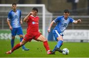 4 August 2020; Ruairi Harkin of Finn Harps in action against Aaron Dobbs of Shelbourne during the SSE Airtricity League Premier Division match between Finn Harps and Shelbourne at Finn Park in Ballybofey, Donegal. Photo by Harry Murphy/Sportsfile