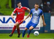 4 August 2020; Alex Kolger of Finn Harps in action against Alex O'Hanlon of Shelbourne during the SSE Airtricity League Premier Division match between Finn Harps and Shelbourne at Finn Park in Ballybofey, Donegal. Photo by Harry Murphy/Sportsfile