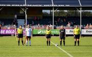 8 August 2020; Sinead O'Farrelly of Bohemians and Kylie Murphy of Wexford Youths exchange pennents infront of referee Claire Purcell ahead of the FAI Women's National League match between Wexford Youths and Bohemians at Ferrycarrig Park in Wexford. Photo by Sam Barnes/Sportsfile