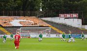 8 August 2020; Players take a knee ahead of the FAI Women's National League match between Shelbourne and Cork City at Tolka Park in Dublin. Photo by Eóin Noonan/Sportsfile