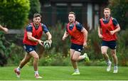10 August 2020; Ross Byrne, left, Rory O'Loughlin, centre, and Ciarán Frawley during Leinster Rugby squad training at UCD in Dublin. Photo by Ramsey Cardy/Sportsfile