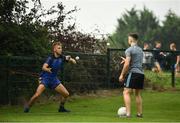 15 August 2020; Jonny Cooper, left, and Eoin Murchan of Na Fianna warm up prior to the Dublin County Senior 1 Football Championship Group 2 Round 3 match between Na Fianna and Ballinteer St Johns at Balgriffin in Dublin. Photo by David Fitzgerald/Sportsfile