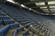 16 August 2020; Empty seats in the Canal End stand at Croke Park Stadium on the original scheduled date of the 2020 GAA Hurling All-Ireland Senior Championship Final. Due to current restrictions laid down by the Irish government to prevent the spread of coronavirus, the dates for the staging of the GAA inter-county season have been pushed back, with the first round of games now due to start in October. The 2020 All-Ireland Senior Hurling Championship was due to be the 133rd staging of the All-Ireland Senior Hurling Championship, the Gaelic Athletic Association's premier inter-county hurling tournament, since its establishment in 1887. For the first time in 96 years the All-Ireland hurling final is now due to be played in December with the 2020 final due on Sunday, December 13th, the same weekend on which Dublin beat Galway in the 1924 final. Photo by Brendan Moran/Sportsfile