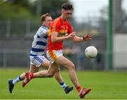 9 August 2020; Conor Stenson of Castlebar Mitchels in action against Tommy O'Reilly of Breaffy during the Mayo County Senior Football Championship Group 1 Round 3 match between Castlebar Mitchels and Breaffy at Páirc Josie Munnelly in Castlebar, Mayo. Photo by Brendan Moran/Sportsfile