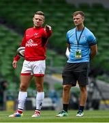 23 August 2020; Ian Madigan of Ulster in conversation with Ulster attack coach Dwayne Peel ahead of the Guinness PRO14 Round 14 match between Connacht and Ulster at the Aviva Stadium in Dublin. Photo by Ramsey Cardy/Sportsfile