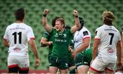 23 August 2020; Kieron Marmion celebrates after his Connacht team-mate Jack Aungier, not pictured, scored their fourth try during the Guinness PRO14 Round 14 match between Connacht and Ulster at Aviva Stadium in Dublin. Photo by Stephen McCarthy/Sportsfile